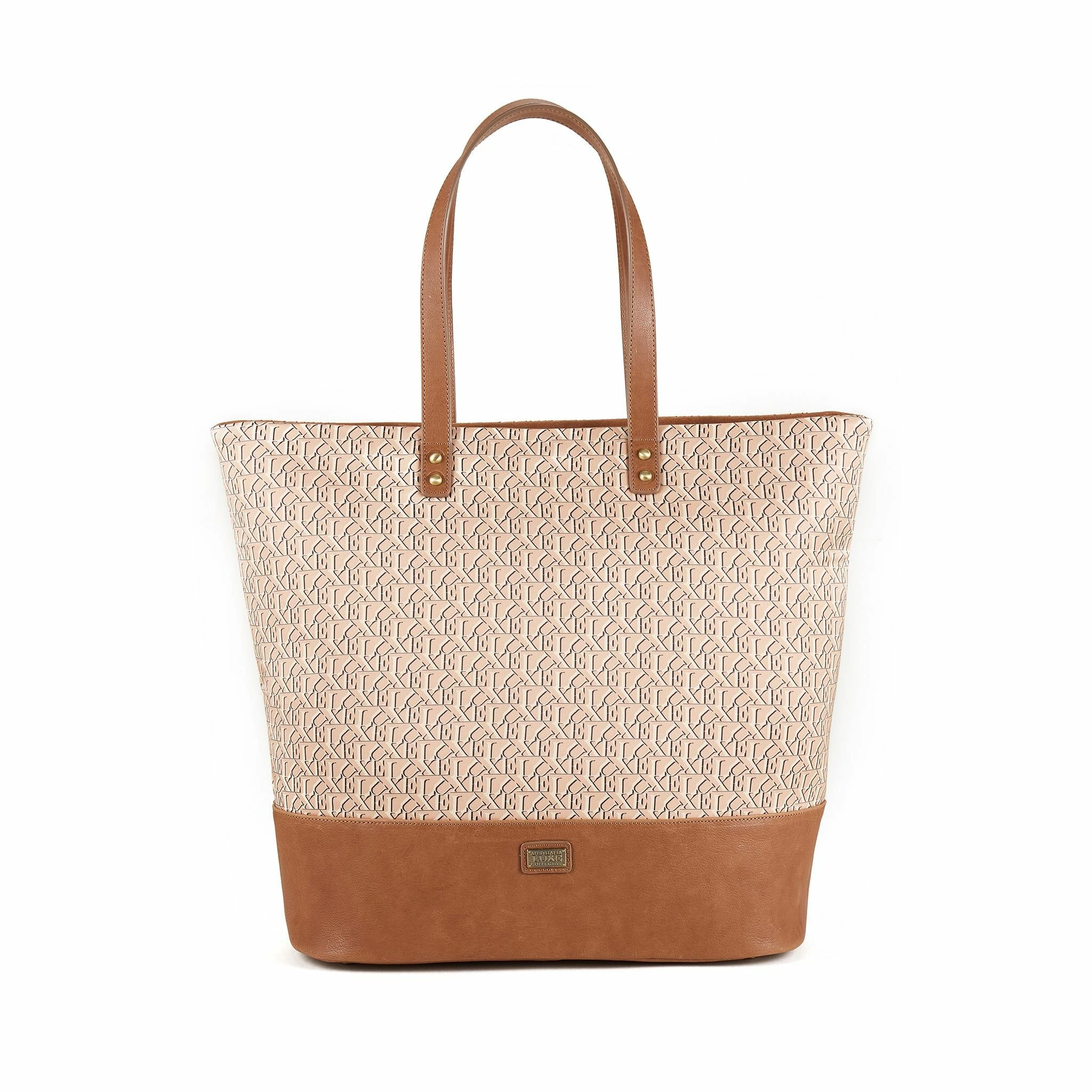 Australia Luxe Co Australia Luxe Bowery Tote Logo Chestnut - Beige