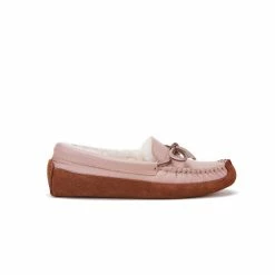 Australia Luxe Co Australia Luxe Bama Moccasin Buff Leather Dusk Slippers - Pink