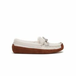 Australia Luxe Co Australia Luxe Bama Moccasin Buff Leather Pale Slippers - White