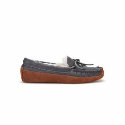 Australia Luxe Co Australia Luxe Bama Moccasin Buff Leather Smoke Slippers - Grey