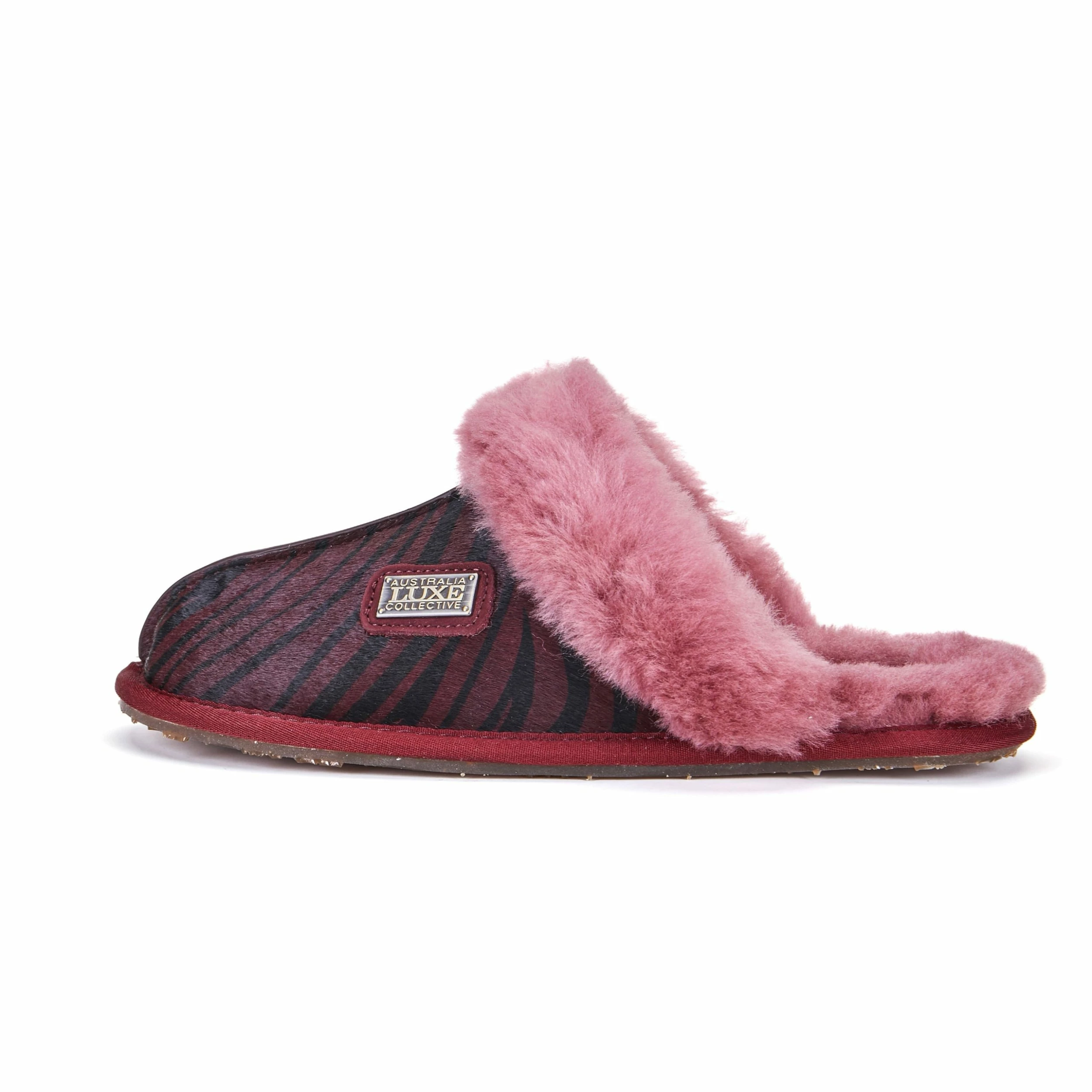 Australia Luxe Co Australia Luxe Closed Mule Slippers Print Zebra Oxblood - Wine - Image 4